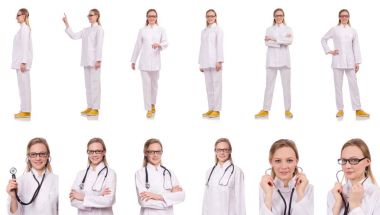 Kadın doktor beyazları izole etti.