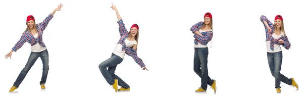 Collage de mujer bailando aislada sobre blanco —  Fotos de Stock