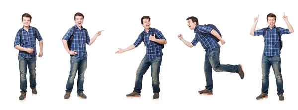 Student with backpack isolated on the white — Stock Photo, Image