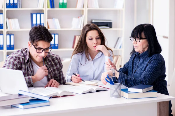 Jonge student en leraar tijdens bijles — Stockfoto