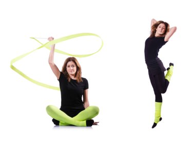 Beyaz egzersiz genç jimnastikçi