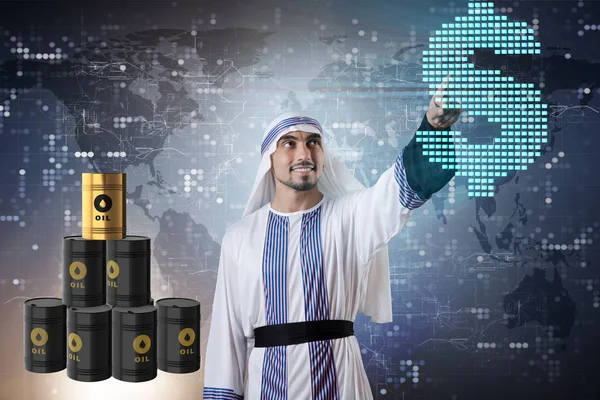 Arabische zakenman in olie prijs business concept — Stockfoto