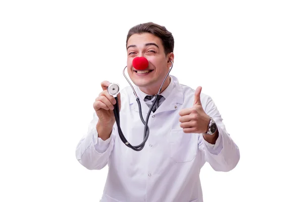 Engraçado palhaço médico isolado no fundo branco — Fotografia de Stock
