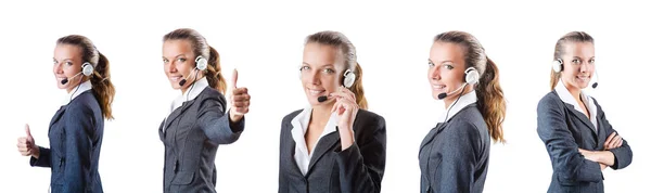 Callcenter-Assistent reagiert auf Anrufe — Stockfoto