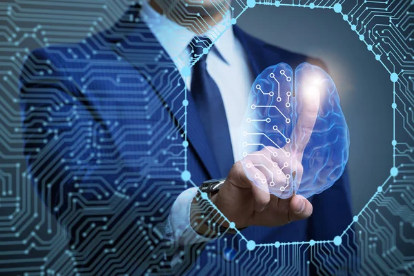 Empresario en concepto de inteligencia artificial — Foto de Stock