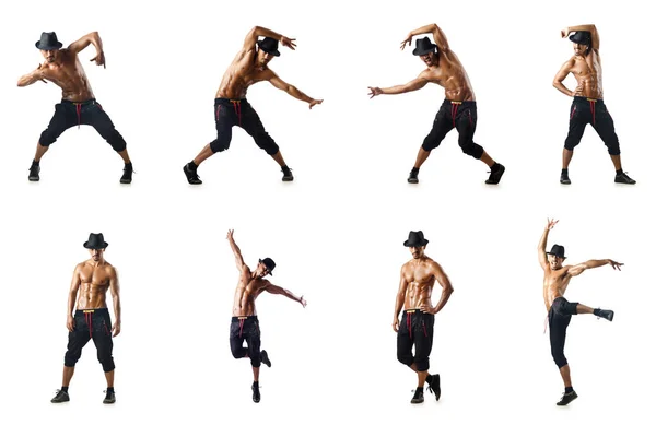 Collage van dansers geïsoleerd op witte achtergrond — Stockfoto