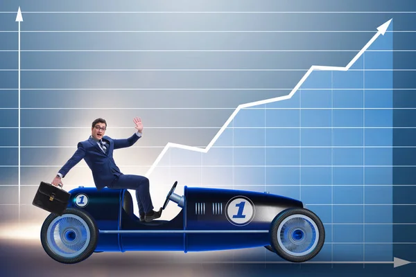 金融の概念で車を運転するビジネスマン — ストック写真