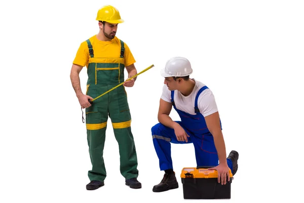Two workers isolated on the white background — Stock Photo, Image