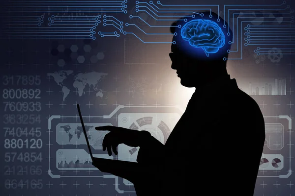 Empresario en concepto de inteligencia artificial — Foto de Stock