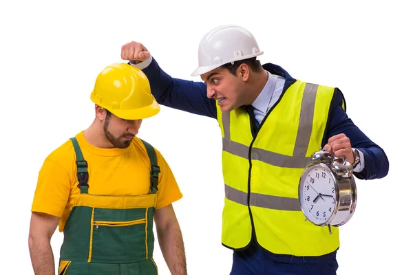 Dos trabajadores aislados sobre el fondo blanco — Foto de Stock