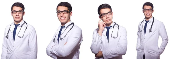 Joven médico masculino aislado en blanco —  Fotos de Stock