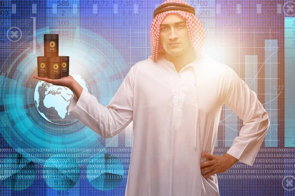 Arabische zakenman ter ondersteuning van olieprijs — Stockfoto