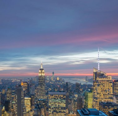 Günbatımında New York Manhattan manzarası