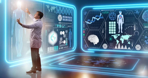 Man doctor in futuristic medicine medical concept — Stock Photo, Image