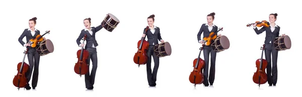 Affärskvinna med violing isolerad på vit — Stockfoto