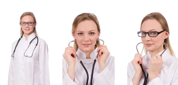 Vrouwelijke arts geïsoleerd op wit — Stockfoto