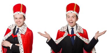 Taçlı bir iş adamı beyazlar içinde.