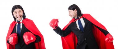 Genç işadamı beyazlar içinde izole edilmiş.