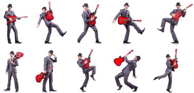 beyaz izole iş adamı quitar oyuncu