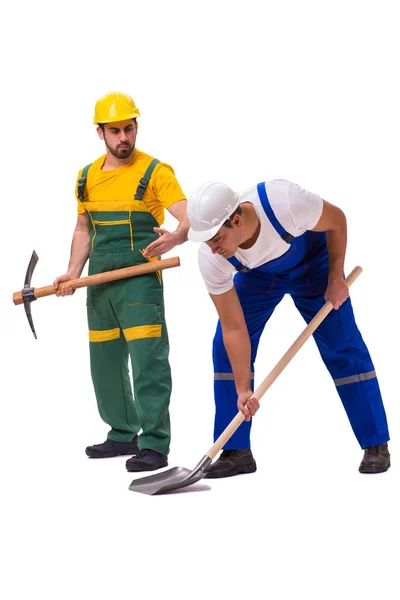 Dos trabajadores aislados sobre el fondo blanco — Foto de Stock