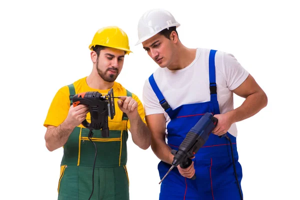 Two workers isolated on the white background — Stock Photo, Image