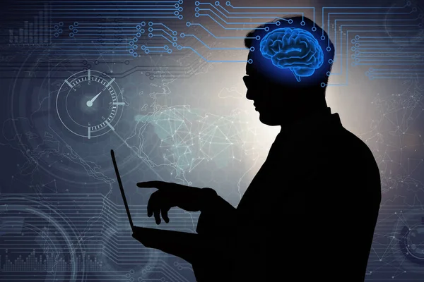 Empresario en concepto de inteligencia artificial — Foto de Stock