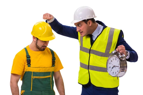 Dos trabajadores aislados sobre el fondo blanco — Foto de Stock