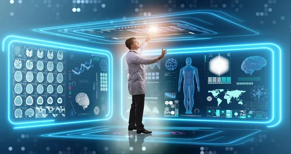 Man läkare i futuristisk medicin medicinska begrepp — Stockfoto