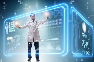 Fütürist tıp konsepti doktoru düğmeye basıyor