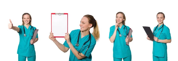 Mujer médico aislado en blanco —  Fotos de Stock