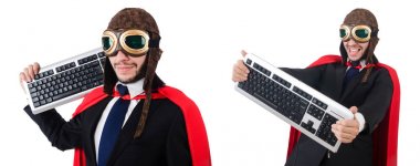 Kırmızı giysili bir adam komik bir konseptte