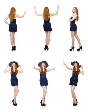 Sanal düğmeye basan kadın beyazda izole edildi