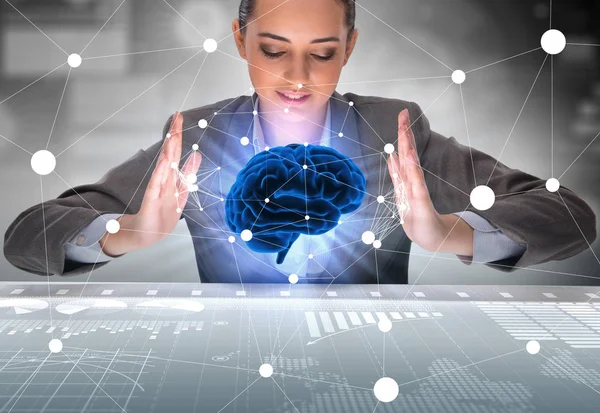 Businesswoman in artificial intelligence concept — Stock Photo, Image