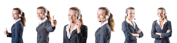 Call center assistant responding to calls — Stock Photo, Image