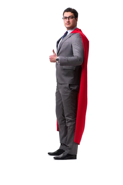 Супергероя бизнесмена изолировали на белом — стоковое фото