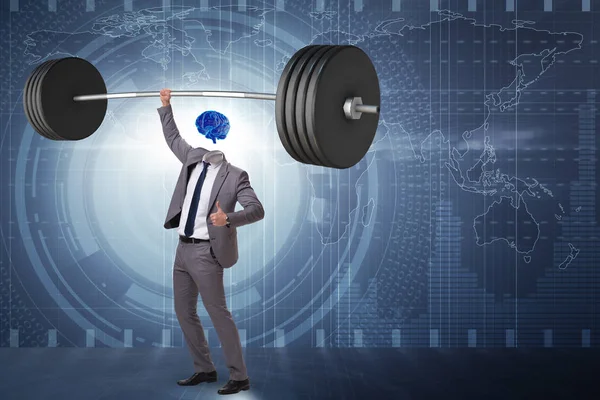 Concept with brain man and dumbbell — Stock Photo, Image