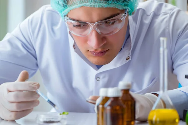 Bioteknikforskare verksam i labbet — Stockfoto