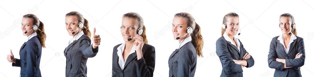 Call center assistant responding to calls