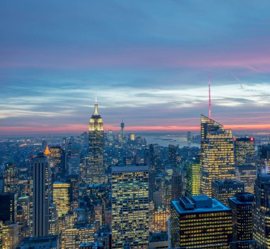 Günbatımında New York Manhattan manzarası