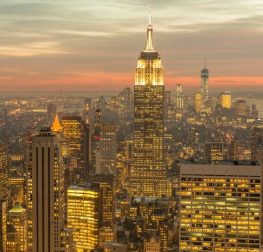 Günbatımında New York Manhattan manzarası