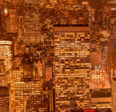 Günbatımında New York Manhattan manzarası