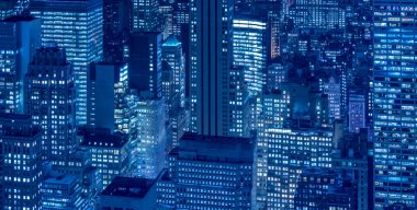 Günbatımında New York Manhattan manzarası