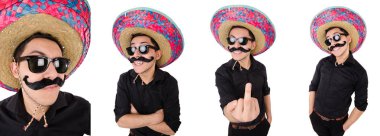 Konseptte sombrero olan komik bir Meksikalı.