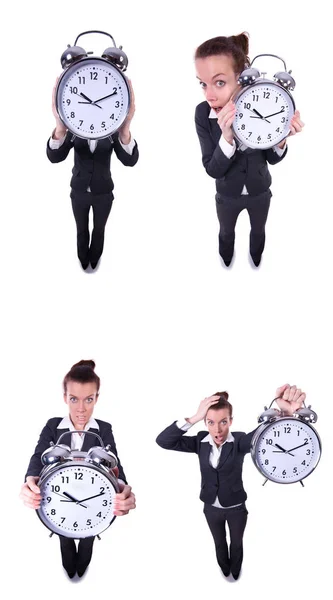 Lustige Geschäftsfrau im Collage-Set — Stockfoto