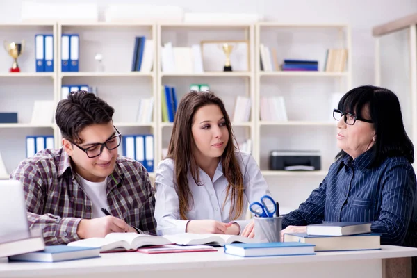 Jonge student en leraar tijdens bijles — Stockfoto