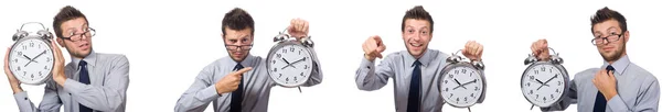 Collage de hombre de negocios con reloj en blanco — Foto de Stock