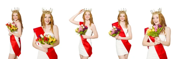 Ganador del concurso de belleza aislado en el blanco —  Fotos de Stock