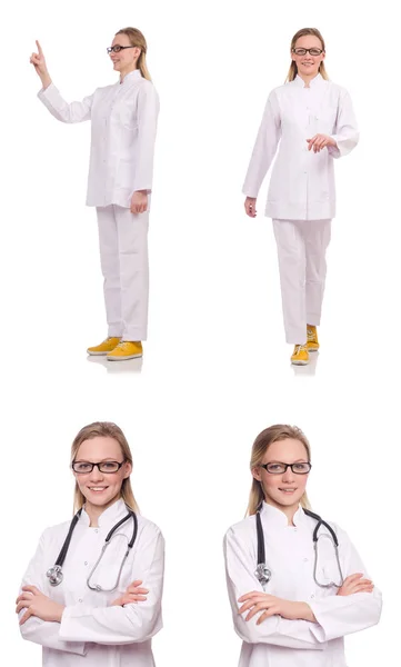 Vrouwelijke arts geïsoleerd op de witte — Stockfoto