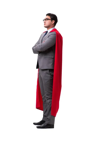 Super bohater biznesmen odizolowany na biały — Zdjęcie stockowe