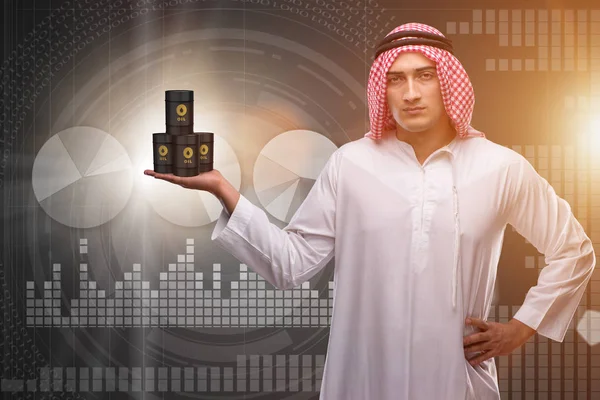 Uomo d'affari arabo a sostegno del prezzo del petrolio — Foto Stock